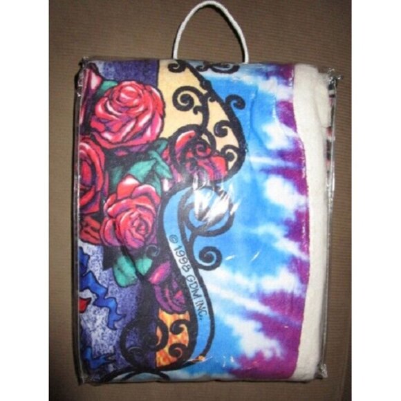 New Skeleton & Roses Grateful Dead Bertha Sherpa Gift Throw Blanket Tie Dye 30th - Picture 4 of 5